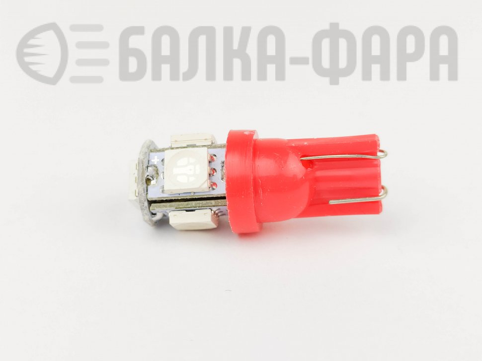Лампа с/д t10 50х50-5 red /628/
