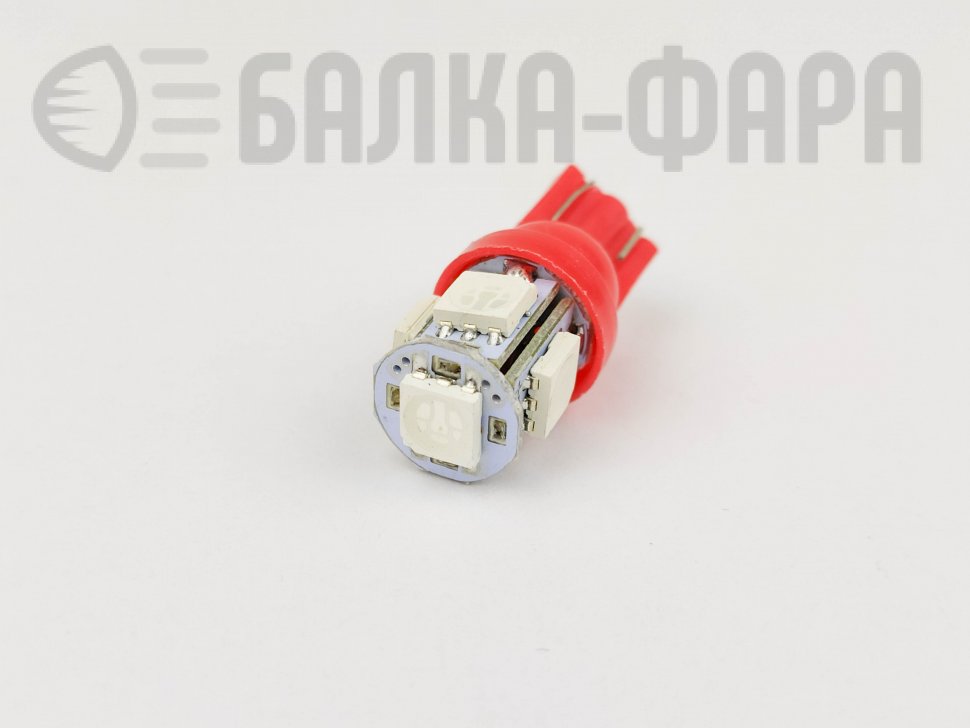 Лампа с/д t10 50х50-5 red /628/